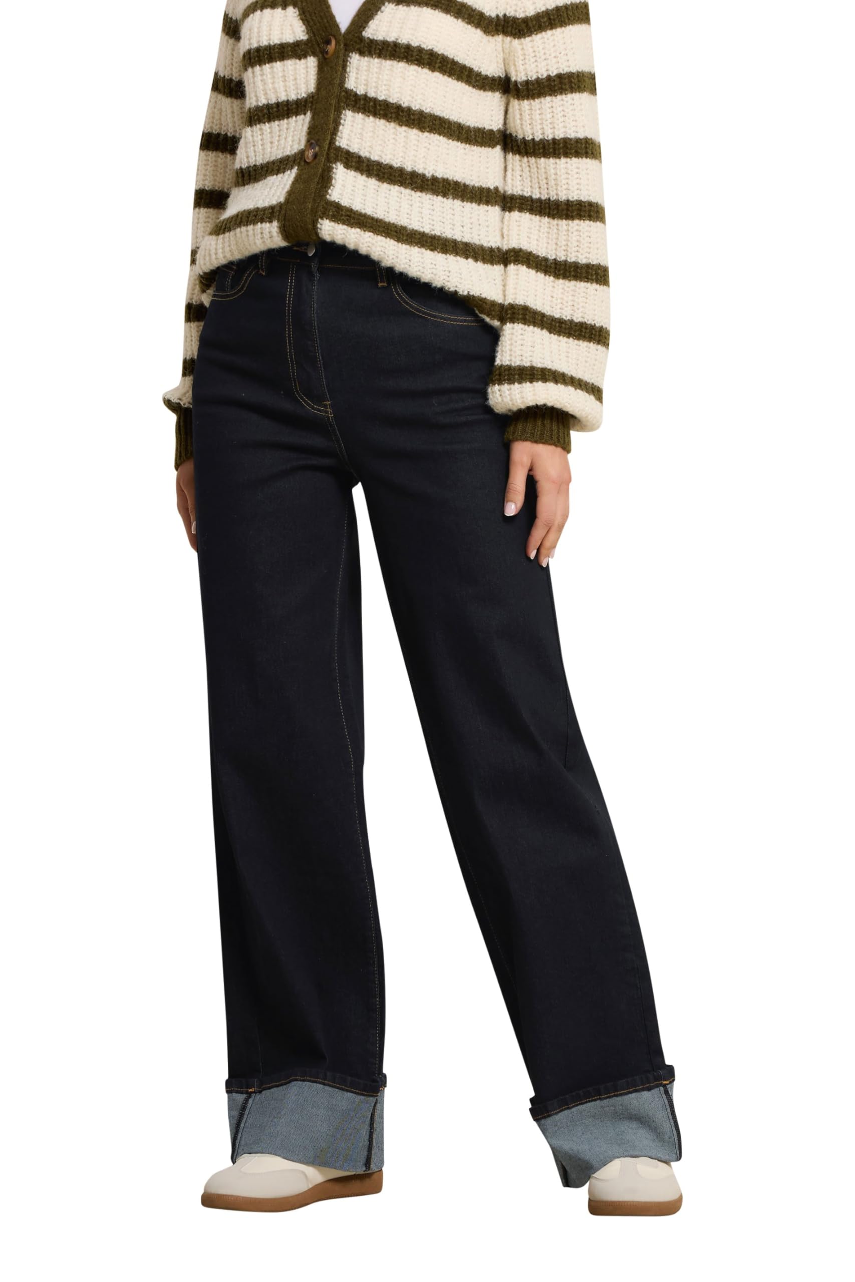 Long Tall Sally Women's Wide Leg Jeans - Dark Blue - Size 14L