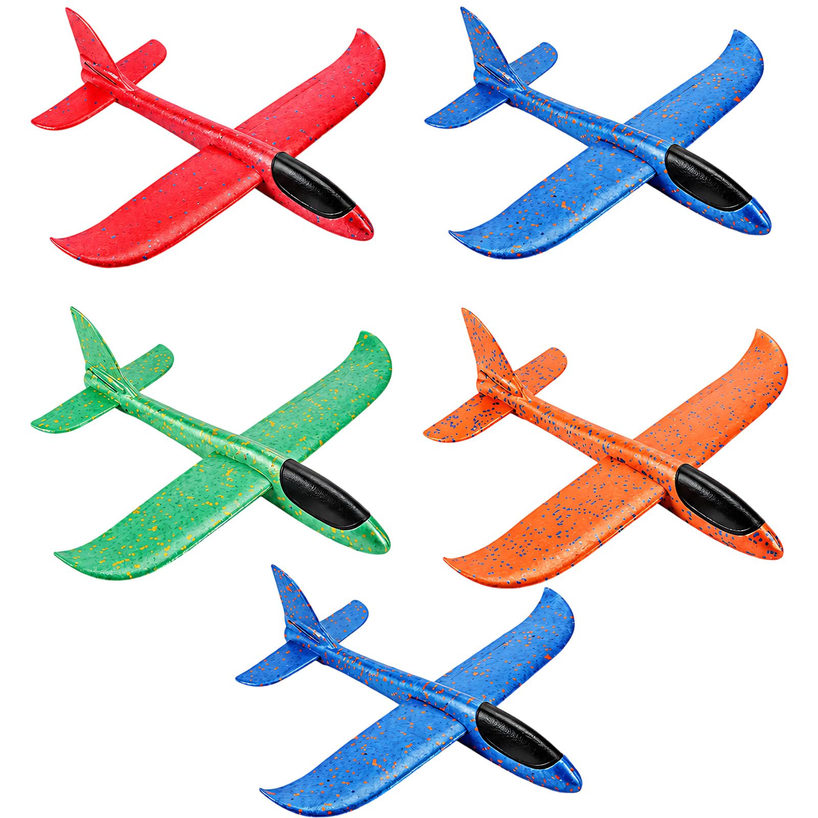 GUHIRALONA 5Pcs Foam Plane Set, Lightweight Foam Glider, Colorful Glider Foam Planes Airplane for Outdoor Play