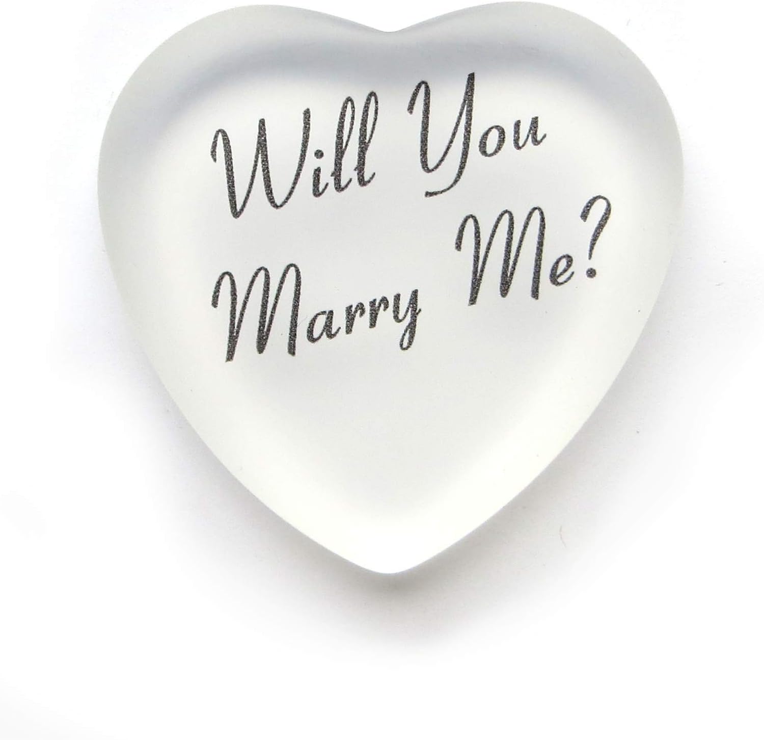 Lifeforce Glass Will You Marry Me? Glass Heart with Pouch, A Romantic Way to Pop the Question to your Beloved (white)