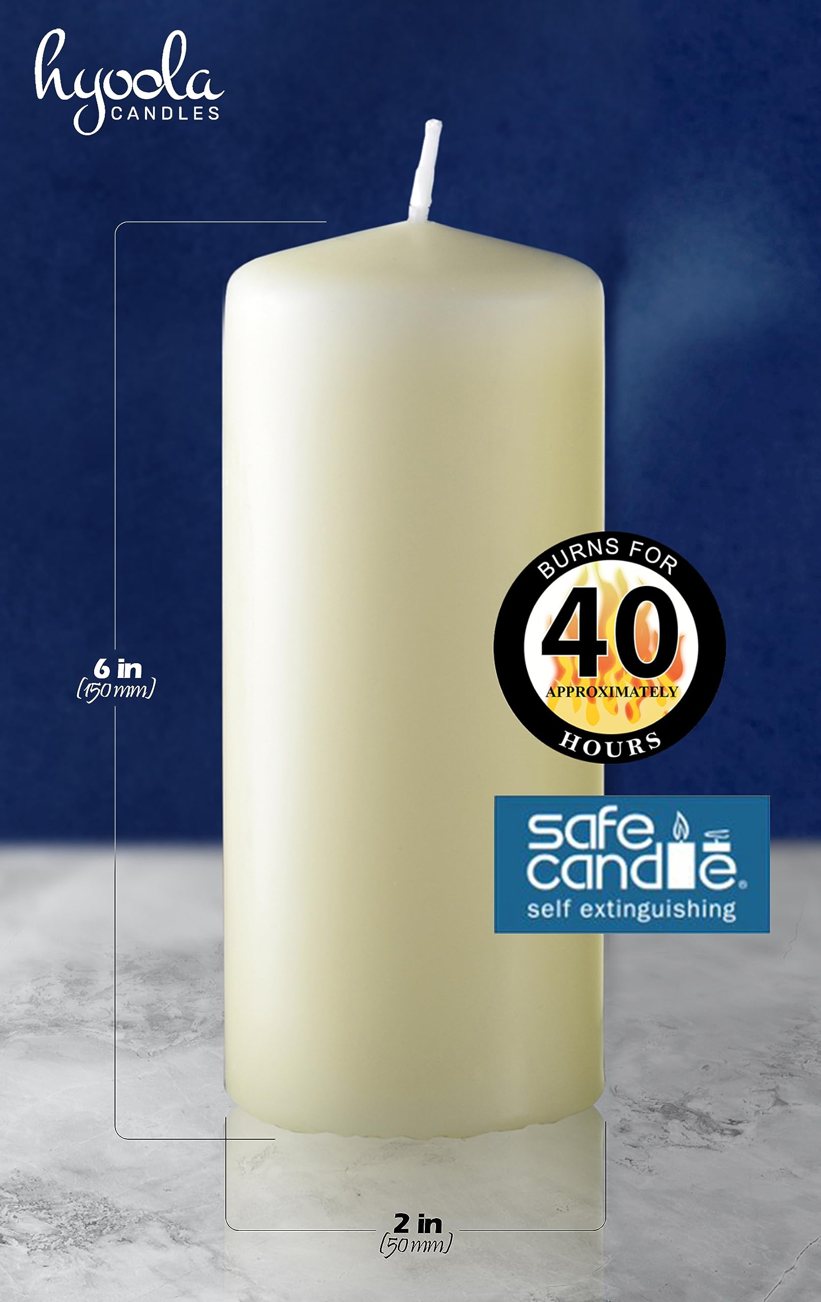 Hyoola Velas Pilar Color Marfil - Velas Grandes Sin Aroma - Paquete de 4 - Velas Decorativas Hechas en Europa - 5 x 15 cm