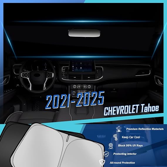 Windshield Sunshade for Chevrolet Chevy Tahoe 2021-2025 Front Window Sun Shade Custom Sunscreen Double Layers Design