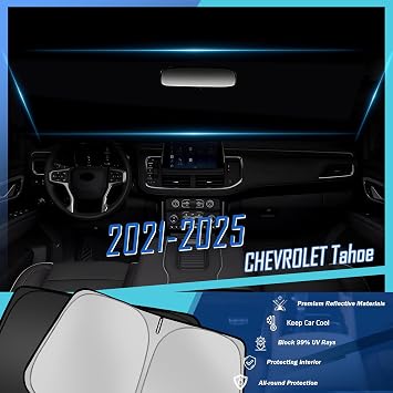 Windshield Sunshade for Chevrolet Chevy Tahoe 2021-2025 Front Window Sun Shade Custom Sunscreen Double Layers Design