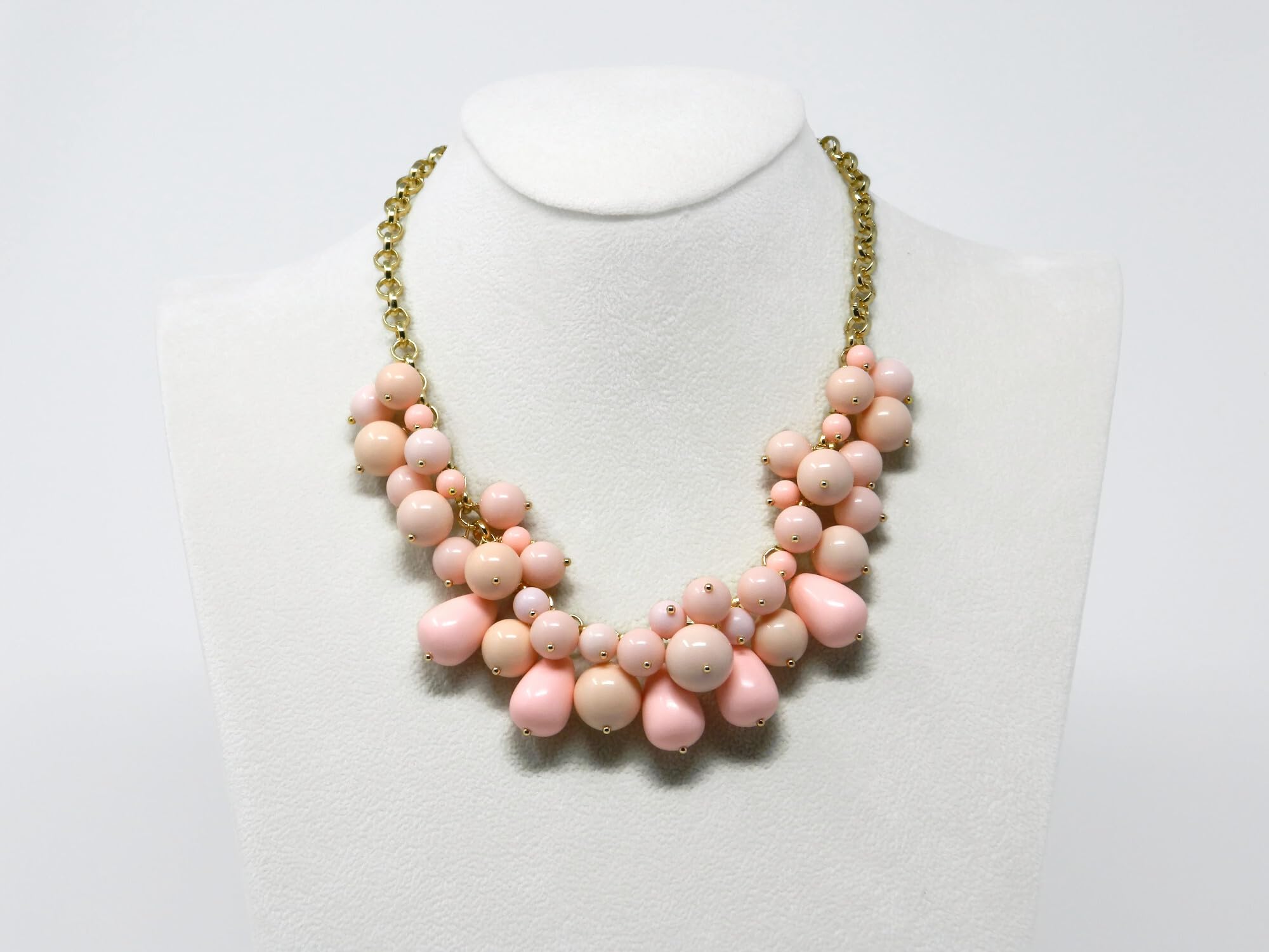 Collana girocollo donna charms con palline e gocce in pasta di corallo rosa | Catena rolò dorata | Made in Italy | DodiGioielli | Nickel-free | 44 cm