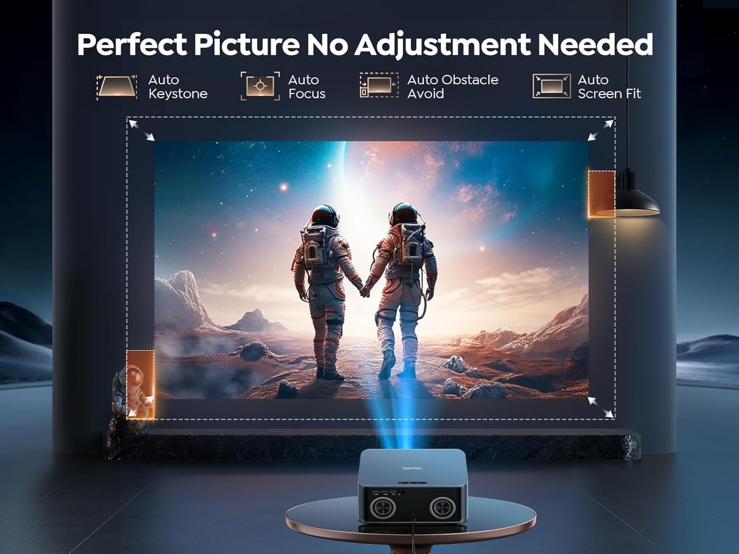 Outdoor-Projector-4K [VIDAA Live TV] with WiFi6 and Bluetooth, Smart Projector, Voice Control & Auto Focus, HDR10, Movie Proyector for Ceiling Home Theater