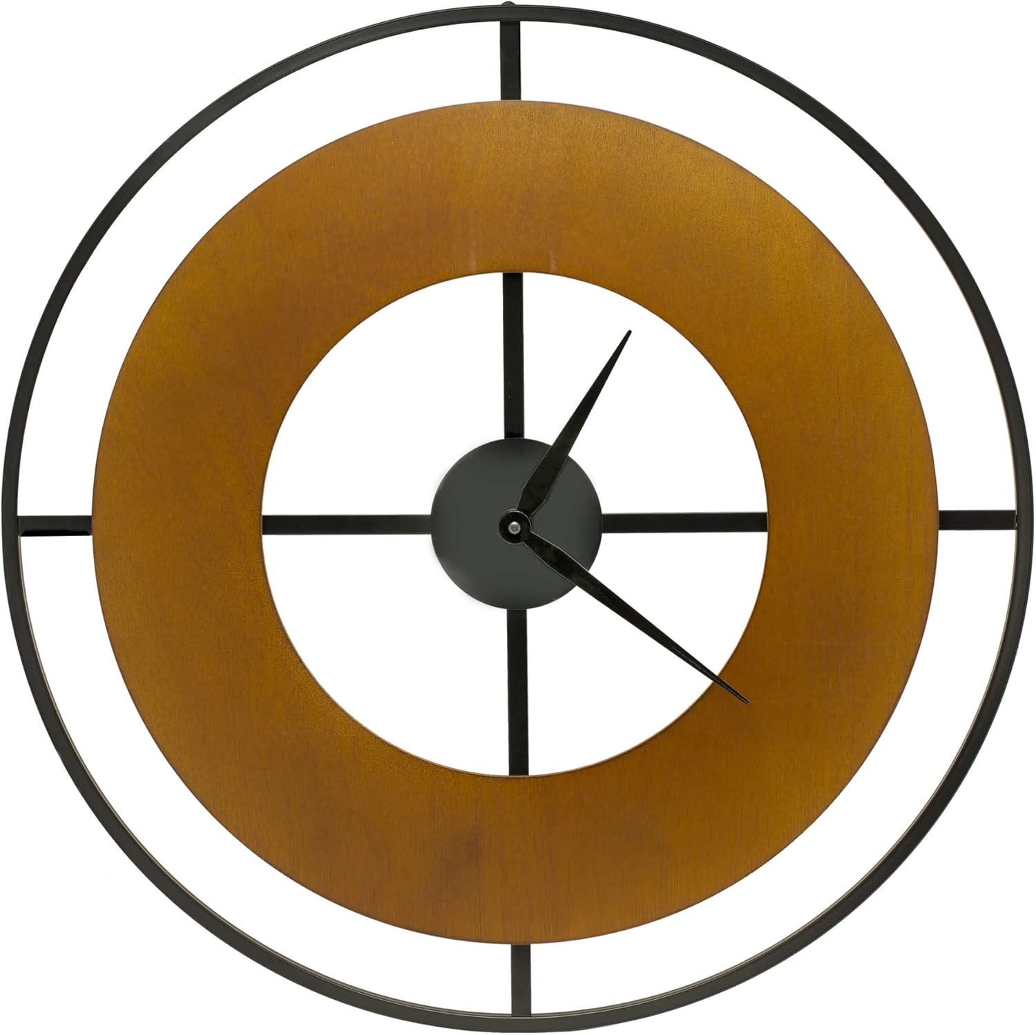 Pacific Bay Valencia Huge Wood Wall Clock Metal Frame Decorative Lightweight Modern Wall Clock Silent Non-Ticking Numberless 3-D Easy-to-Read Battery Operated 24-inch Minimalist Clock – Latest Model