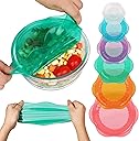 Silicone Stretch Lids for Food Storage in Fridge, Reusable Elastic Bowl Covers for Cup, Cans, Jars, Round & Rectangle Container, Food Grade Silicone Microwave Food Cover, Heat-Resistant, 6PCS