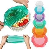 Silicone Stretch Lids for Food Storage in Fridge, Reusable Elastic Bowl Covers for Cup, Cans, Jars, Round & Rectangle Container, Food Grade Silicone Microwave Food Cover, Heat-Resistant, 6PCS