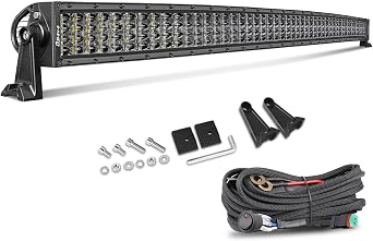 50 Inch Curved LED Light Bar, Niking Auto Quad Row LED Driving Work Light Spot Flood Combo Beam Off Road Lights with Wiring Harness Kit Fog Light Roof Bar for Trucks SUV Pickup Wrangler JK JL 4WD