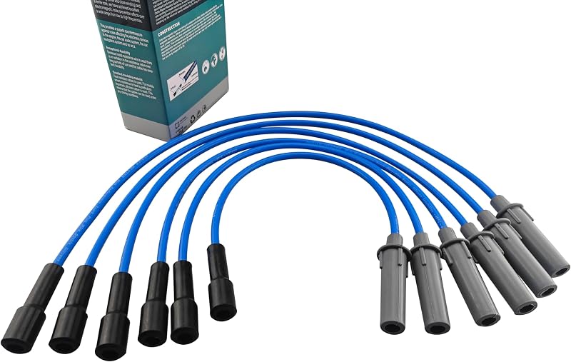Cabos de vela Cable Master para Pacifica, Town & Country, Voyager, Caravan e Grand Caravan V6 3.3L/3.8L 2001–2010 – Azul, conjunto com 6