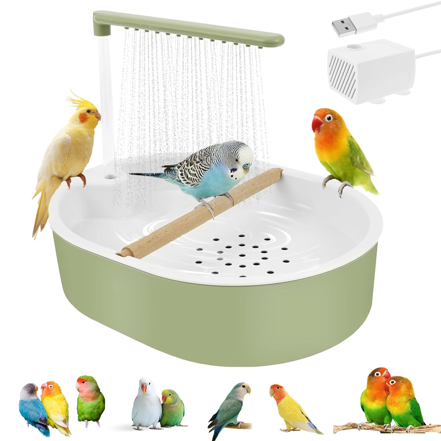 Douche à Oiseaux, Douche pour perroquets, Douche pour Oiseaux, Bain Automatique pour Oiseaux, Baignoire Automatique pour Oiseaux, Baignoire Automatique Oiseaux, pour Perruches, Calopsittes