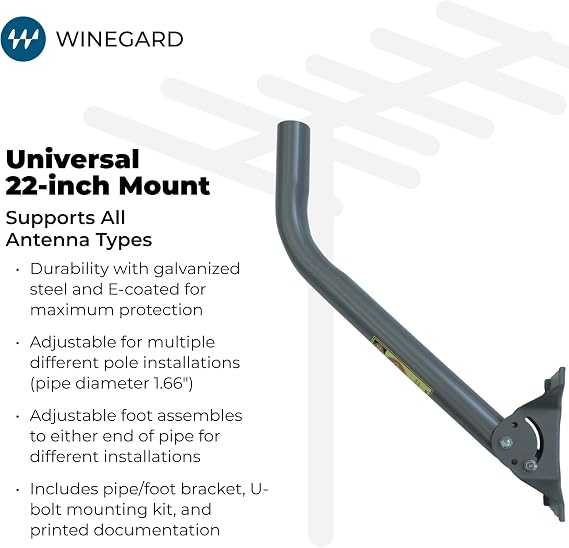Winegard Universal 22in Pole Mount DS2000A - All Antenna Types - Heavy-Duty