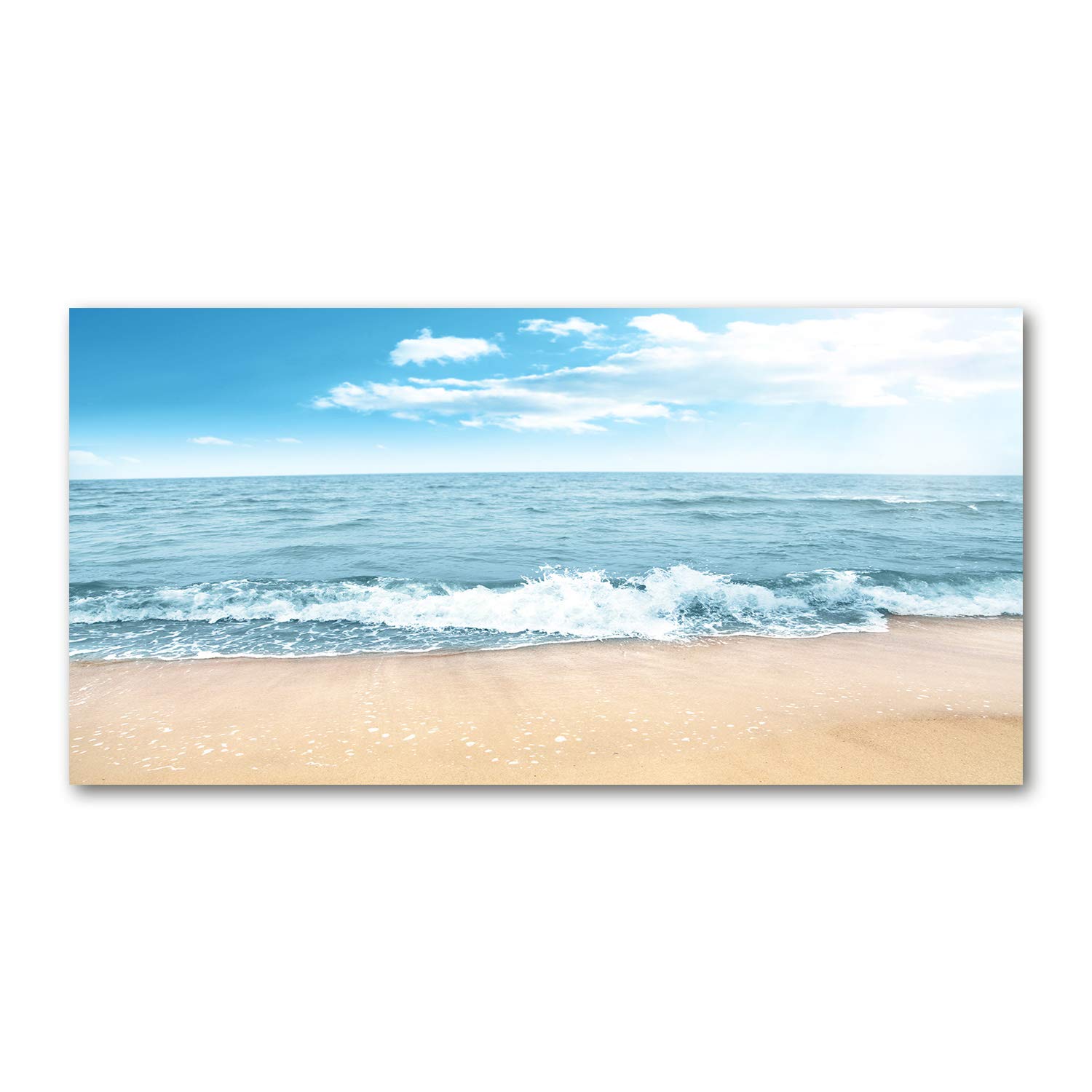 Mural art en verre acrylique paysage de plage bleue format panoramique