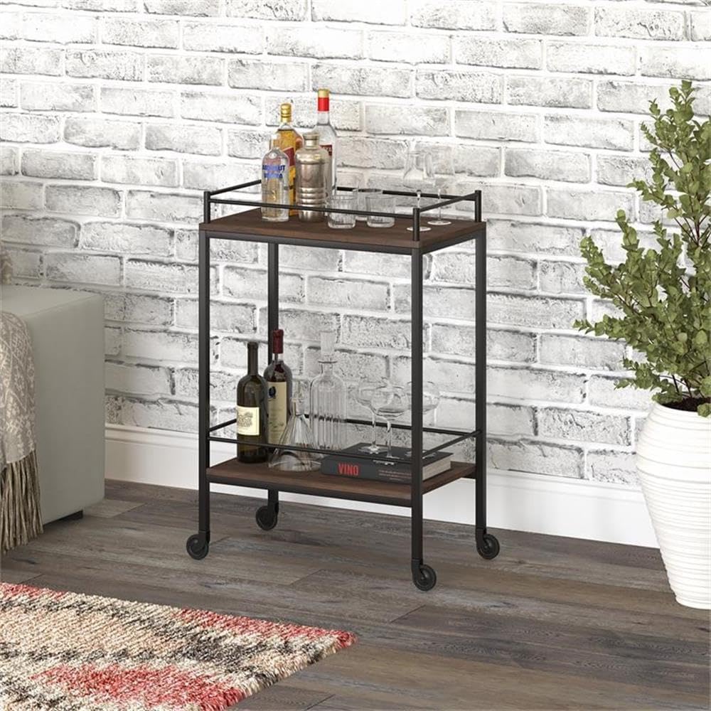 Barnes 23.5'' Wide Rectangular Bar Cart in Alder Brown