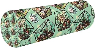 TecEr Succulents-Cactuses Memory Foam Neck Roll Pillow for Sleeping, Cervical Bolster Round Pillow with Removable Cover for Neck,Back,Legs,Ideal for Spine,Neck Support