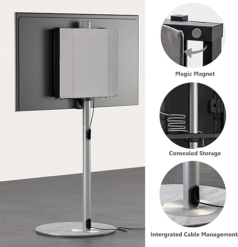Miniatura 4 de FITUEYES Master Series - Soporte de TV giratorio para piso de 32, 37, 43, 50, 55, 60 y 65 pulgadas, soporte de suelo de esquina de mediados de siglo