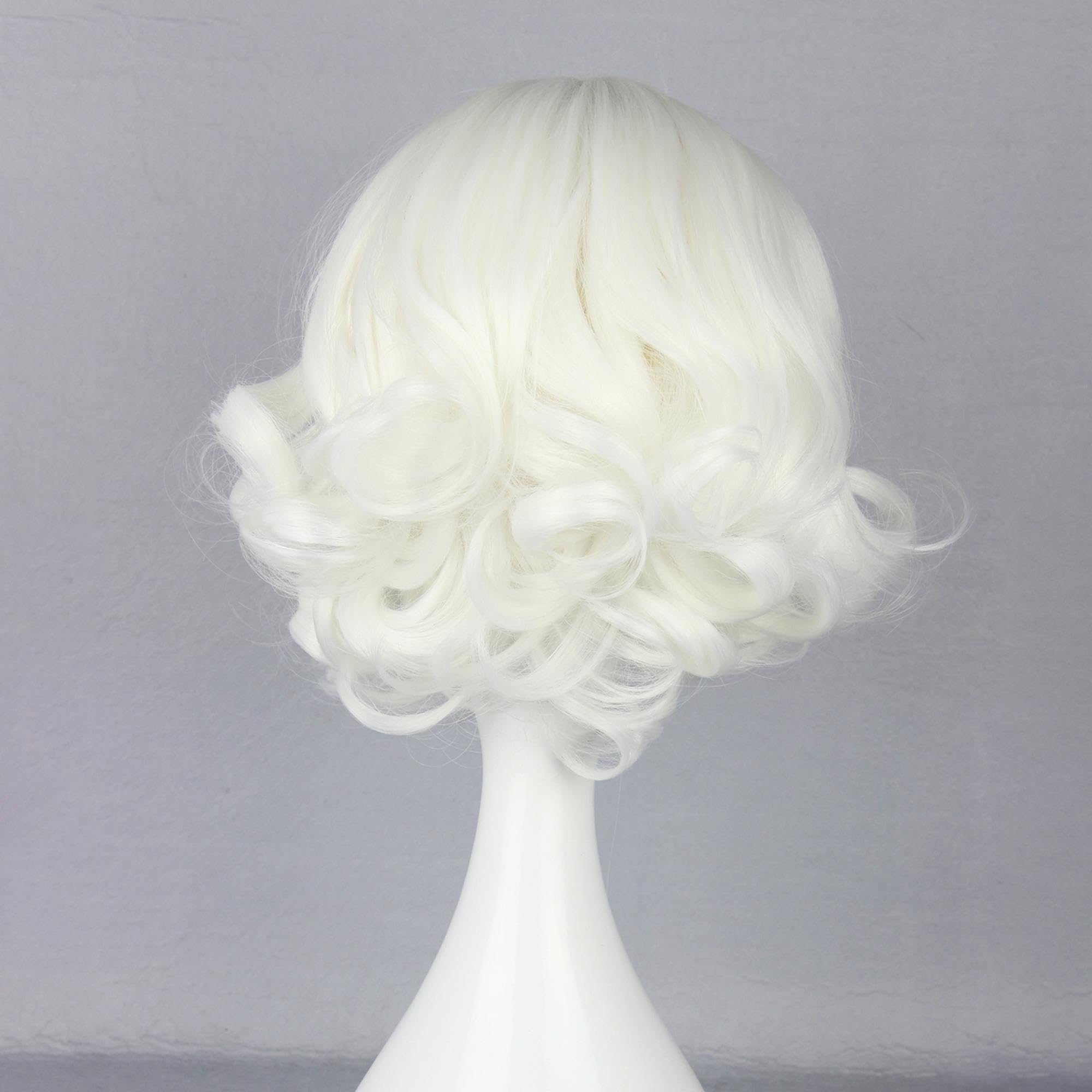 VOCOSTE Wigs for Women 12" White Curly Wig with Wig Cap - Image 4