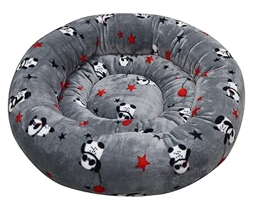 Mellifluous Soft & Breathable Velvet Flannel Portable Washable Cat Dog Pet Bed (XL, Grey Cartoon Print)