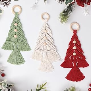Dremisland Christmas Tree Decoration 3 Set Macrame Hanging Ornaments - A...