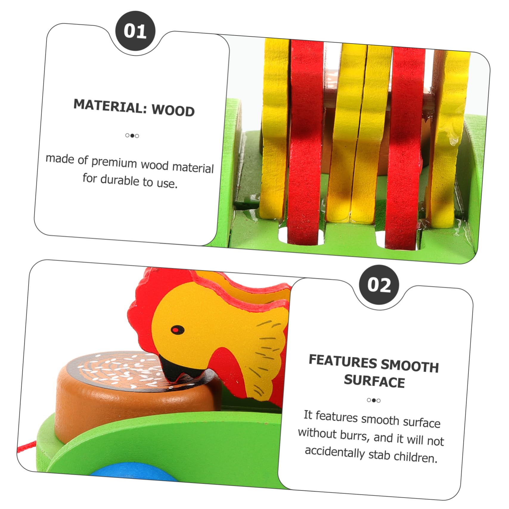 Toddmomy 1Pc Cartoon Chicken Pulling for Boy Girl Educational Walking Plaything to Enhance Hand Eye Coordination and Parent Interaction Smooth Surface Design for