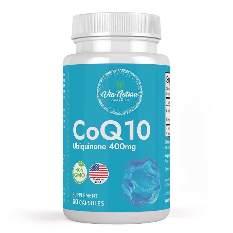 Via Natura Organics — Suplemento antioxidante de CoQ10 (ubiquinona) 400 mg — 60 cápsulas