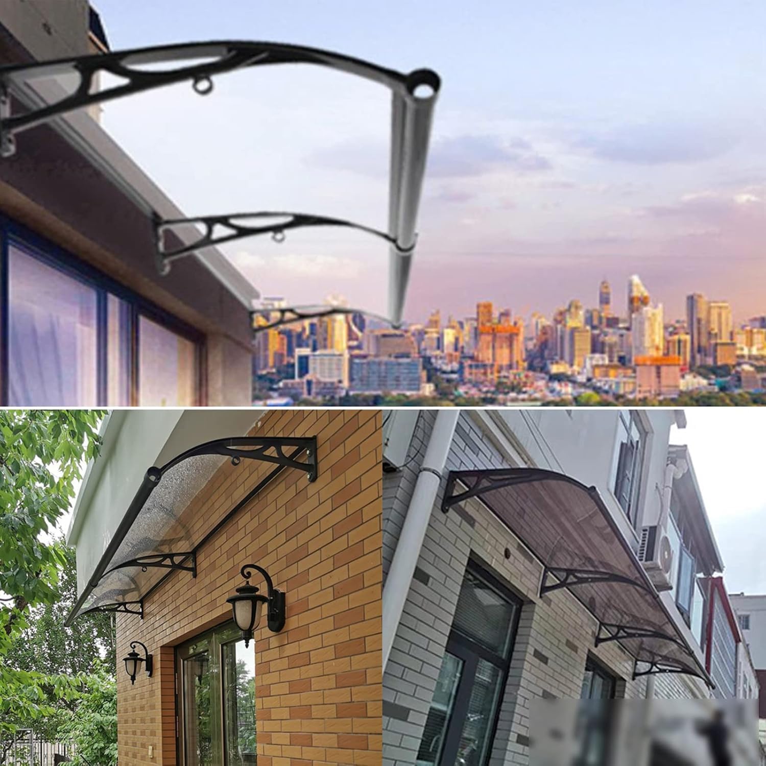 Balkonik na drzwi wejściowe ze stopu aluminium i osłona przeciwdeszczowa na balkon/taras Pokrowiec na dach zewnętrzny (rozmiar: 60 x 120 cm)