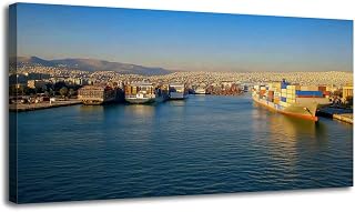 Canvas Wall Art Prints Port Piraeus Athens Greece removed Large Framed Wall Art Painting Artwork Poster Hanging Home Decor for Living Room Office Bathroom 20"x40"