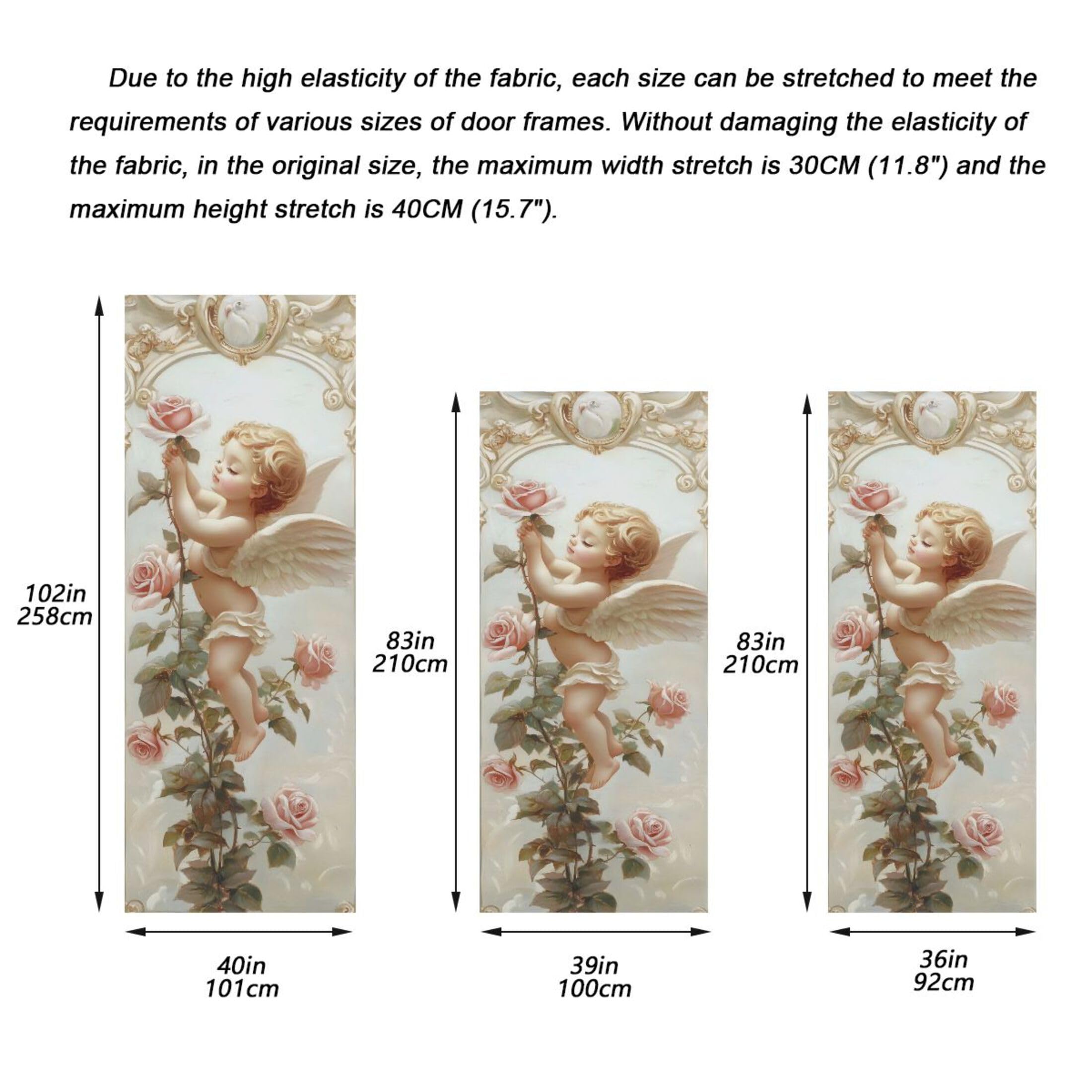 Graziosa copertura per porta a forma di angelo, in tessuto elastico ad alta elasticità, per feste festive, decorazione per la casa, 89 x 200 cm