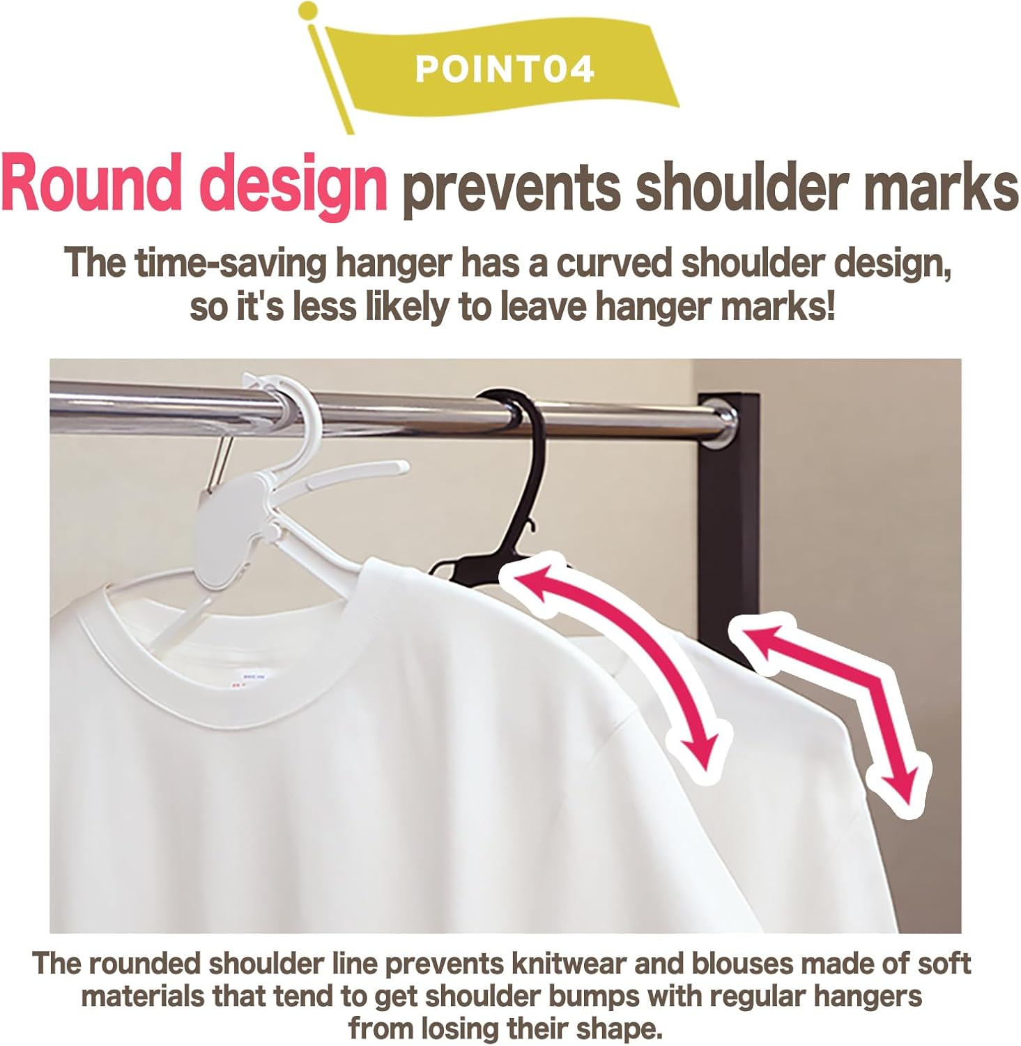 One-Touch Quick-Release Hangers - Time-Saving, Garment Care (Neckline Protection, Stretch-Resistant, Prevents Shoulder Bumps), Space-Saving Stackable Design (10, Beige/White)
