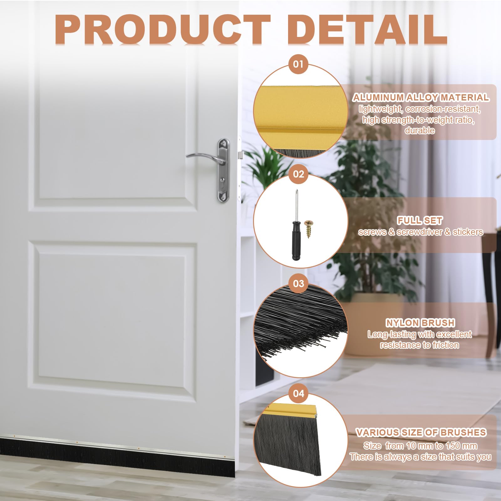 PATIKIL Door Brush Sweeps 4.72" Bristles x 47.24" Long - Image 3