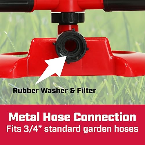 Miniatura 4 de Chapin - Rociador giratorio de 3 brazos, color rojo, cobertura de hasta 40 pies, aspersor de césped, patios de área pequeña y riego de jardín