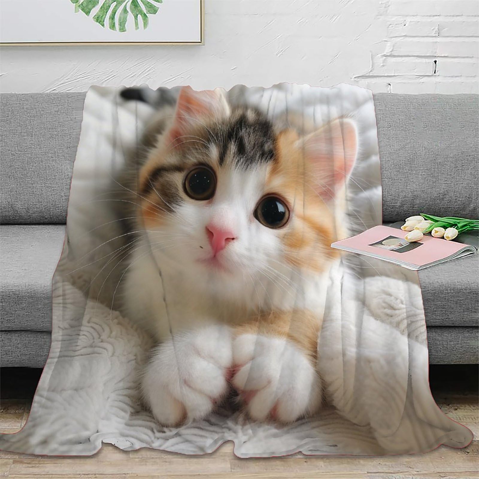 Nraopevvd Style-3 3D Printed Cat Blanket Soft And Warm Super Soft Cozy Fuzzy Warm Throws With Anti-Wrinkle/Anti-Tarnishing Lightweight For Sofa Bed Decor Bedroom Decor 50X60inch(127X152cm)