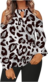 Womens Off The Shoulder Tops Casual Soft Long Sleeve Hollow Out Tunic Tops T Shirts Women Round Neck Floral Printed Basic Blouses & Shirts Sports Gym Going Out Workout Tops for Women UK