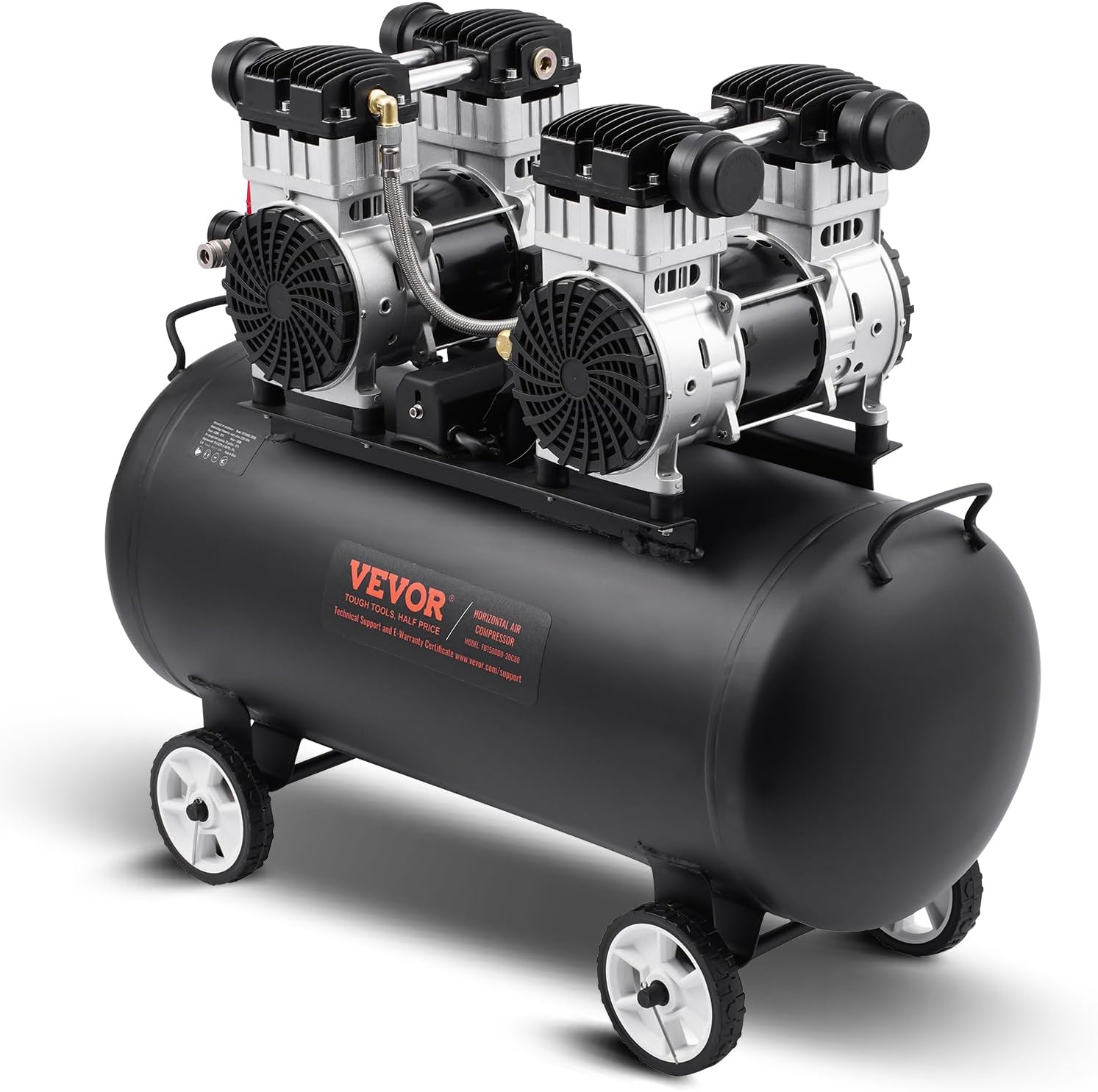 VEVOR Air Compressor, 20 Gallon Steel Tank, 4HP 10.6 CFM@90 PSI Oil Free Air Compressor & Max. 125PSI Pressure, 78dB Ultra Quiet Compressor for Auto Repair, Tire Inflation, Spray Painting (220V 60Hz)