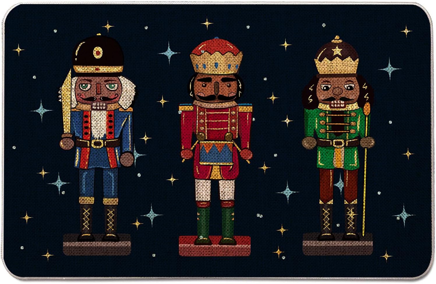 Christmas Door Mat Outdoor Rug Nutcracker Decorative Doormats Dark Blue Farmhouse Home Kitchen Entrance Rug Floor Front Door Mats 17 x 27 Inch