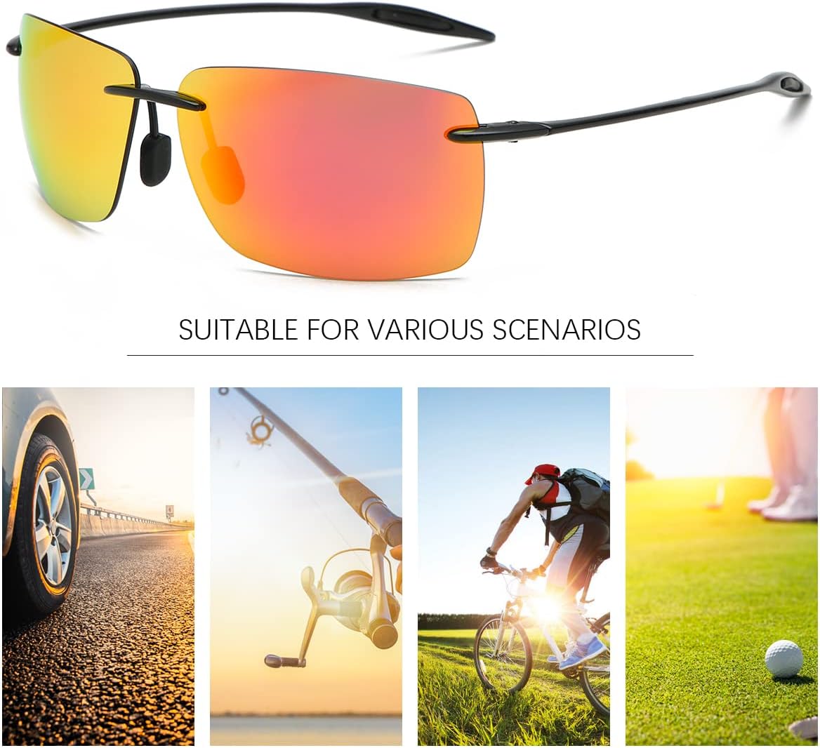 Mens Sunglasses Polarized Frameless z87 Safety Sun Glasses For Women UV400 Anti Glare Mirror Mztrix Bex Sunglasses - Image 8