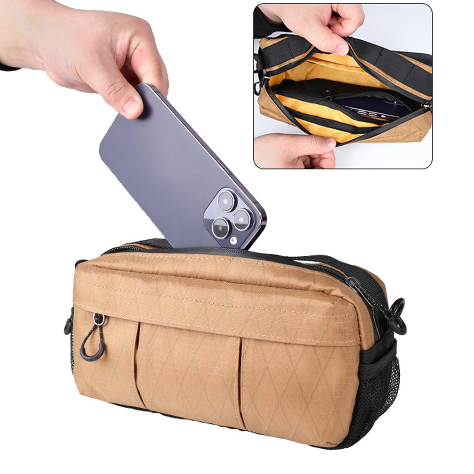 Borsa impermeabile per manubrio bici da strada, anteriore leggera, per mountain bike, moto, grande capacità di stoccaggio