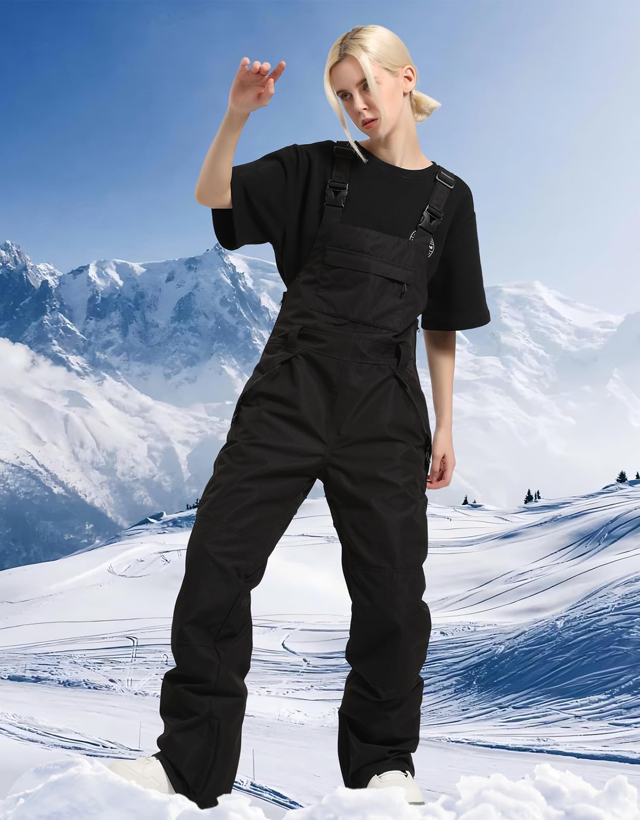 GSOU SNOW Salopette de Ski et Snowboard pour Femme - Multi-Poches Léger Imperméable 15K Coupe-Vent Respirant Chaud