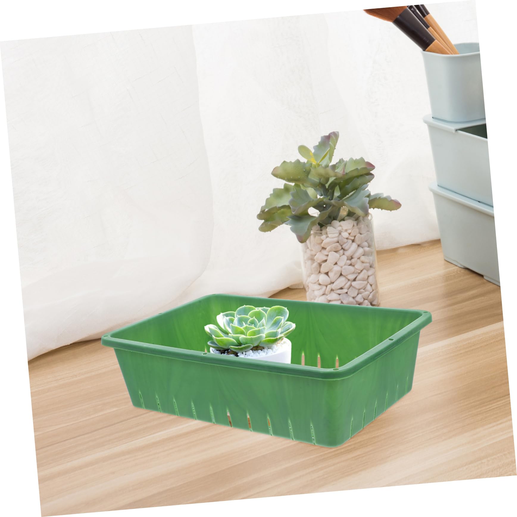 Bandejas para Semillero De Plástico con Diseño Transpirable Y Drenaje Apilables Y Rectangulares para Jardinería Interiores Y Pequeños 2 Piezas X 4