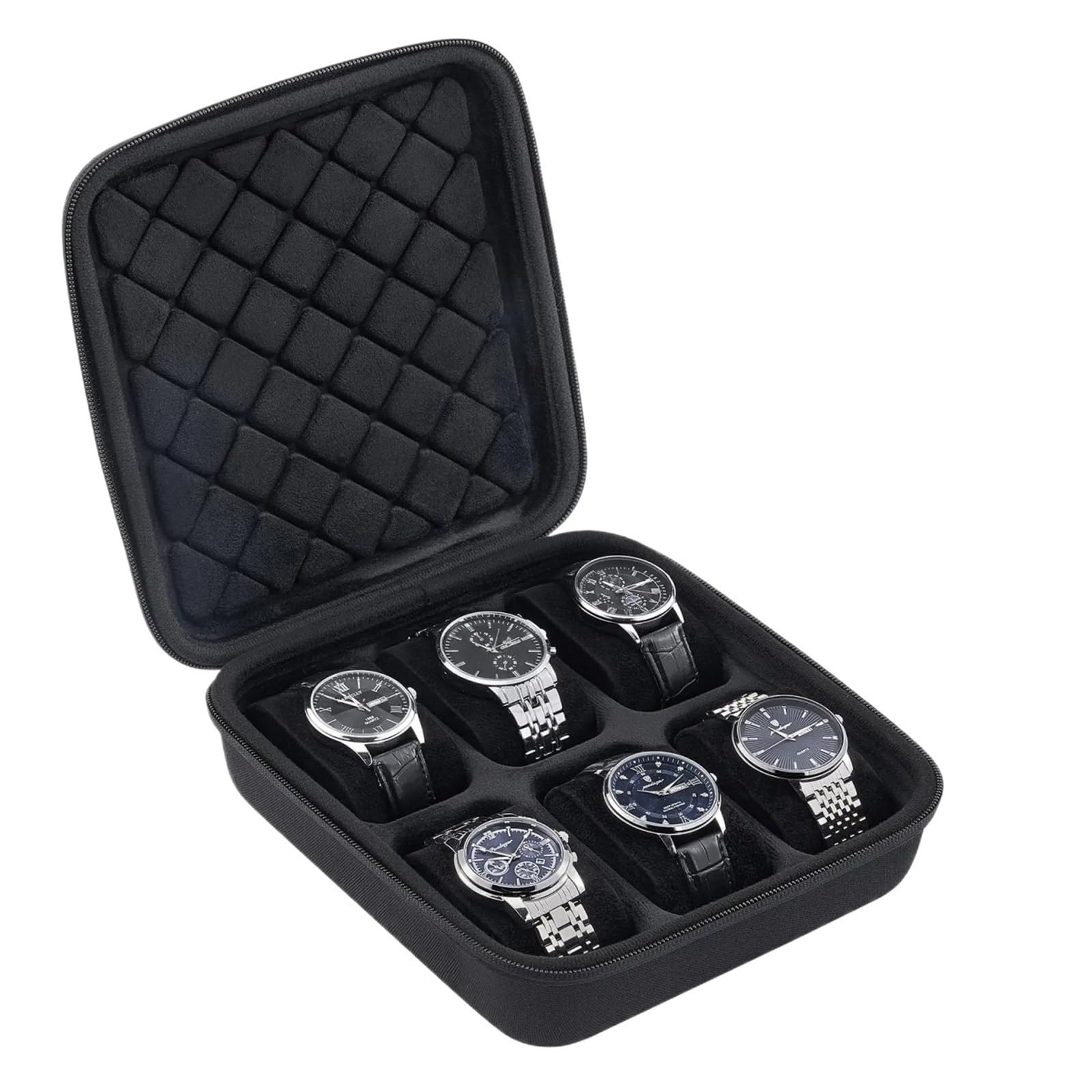 SongPiaopiao 1pcs 6-Slot Hard Shell Watch Travel Case