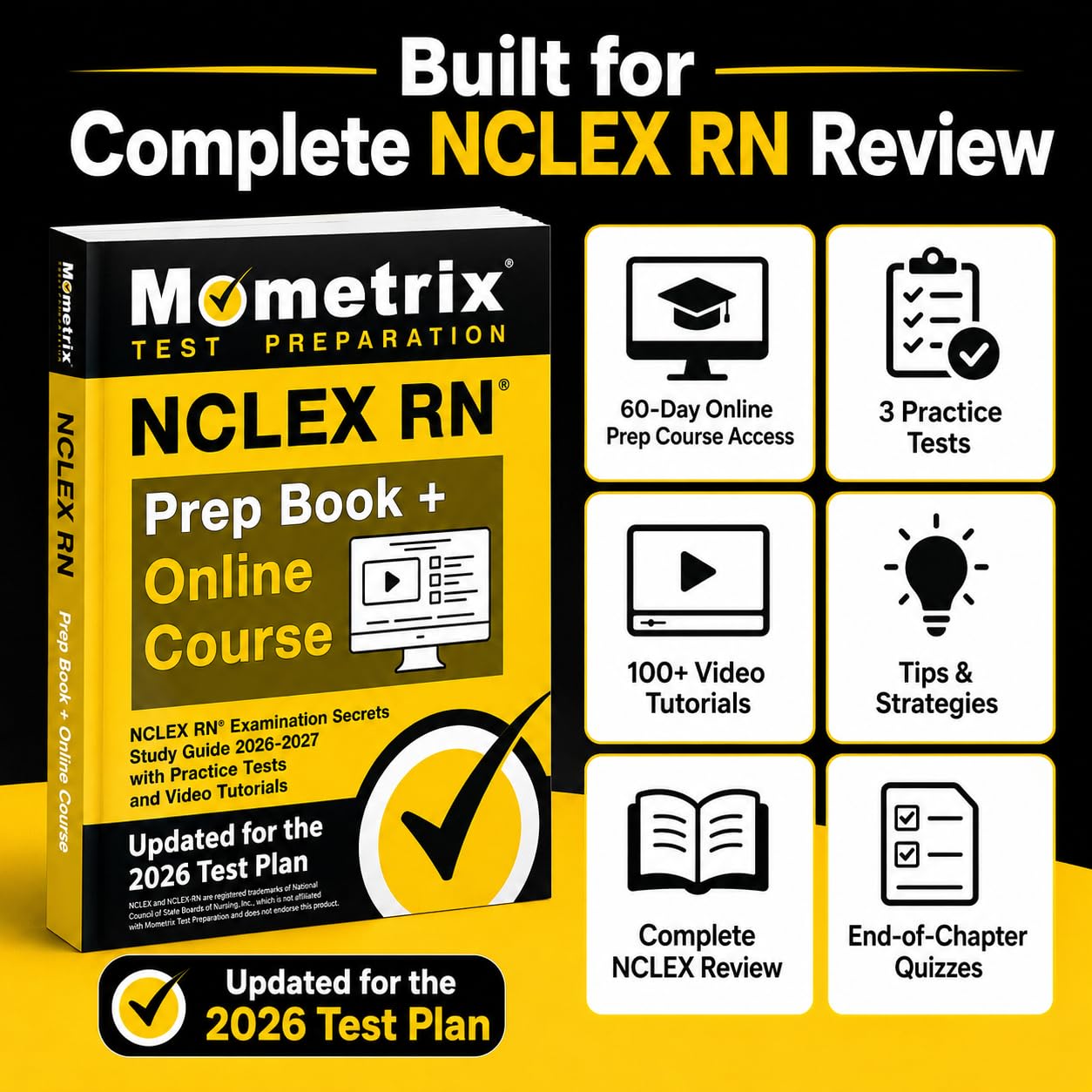 NCLEX RN Prep Book + Online Course - NCLEX RN Examination Secrets Study Guide 2026-2027 with Practice Tests and Video Tutorials: [9th Edition]