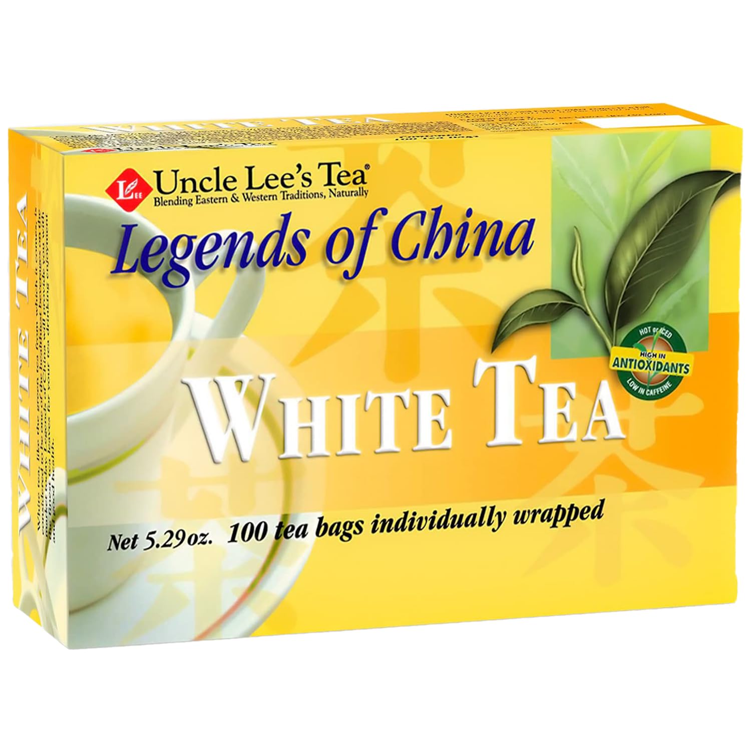 Uncle Lee’s Premium White Tea, Lightly Caffeinated, 100 Count – Antioxidant-Rich Bai Mu Dan in Individually Wrapped Tea Bags, 5.29 Oz