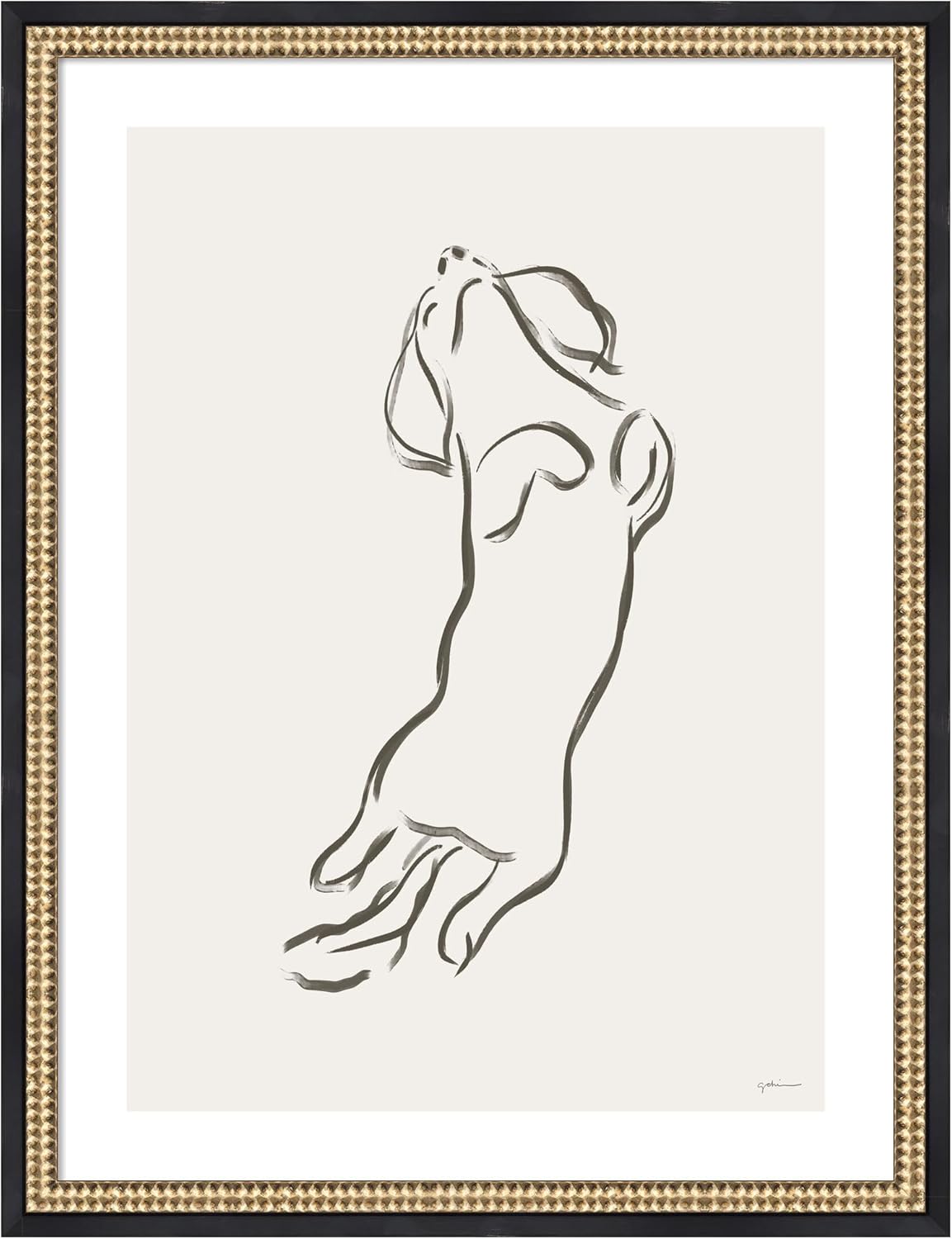 Kate and Laurel Framed Wall Art Print Dachshund Dog by Gabrielly Guedes, 20 x 26, Castellan Black Frame, Modern Contemporary, Animal Art for Wall Decor