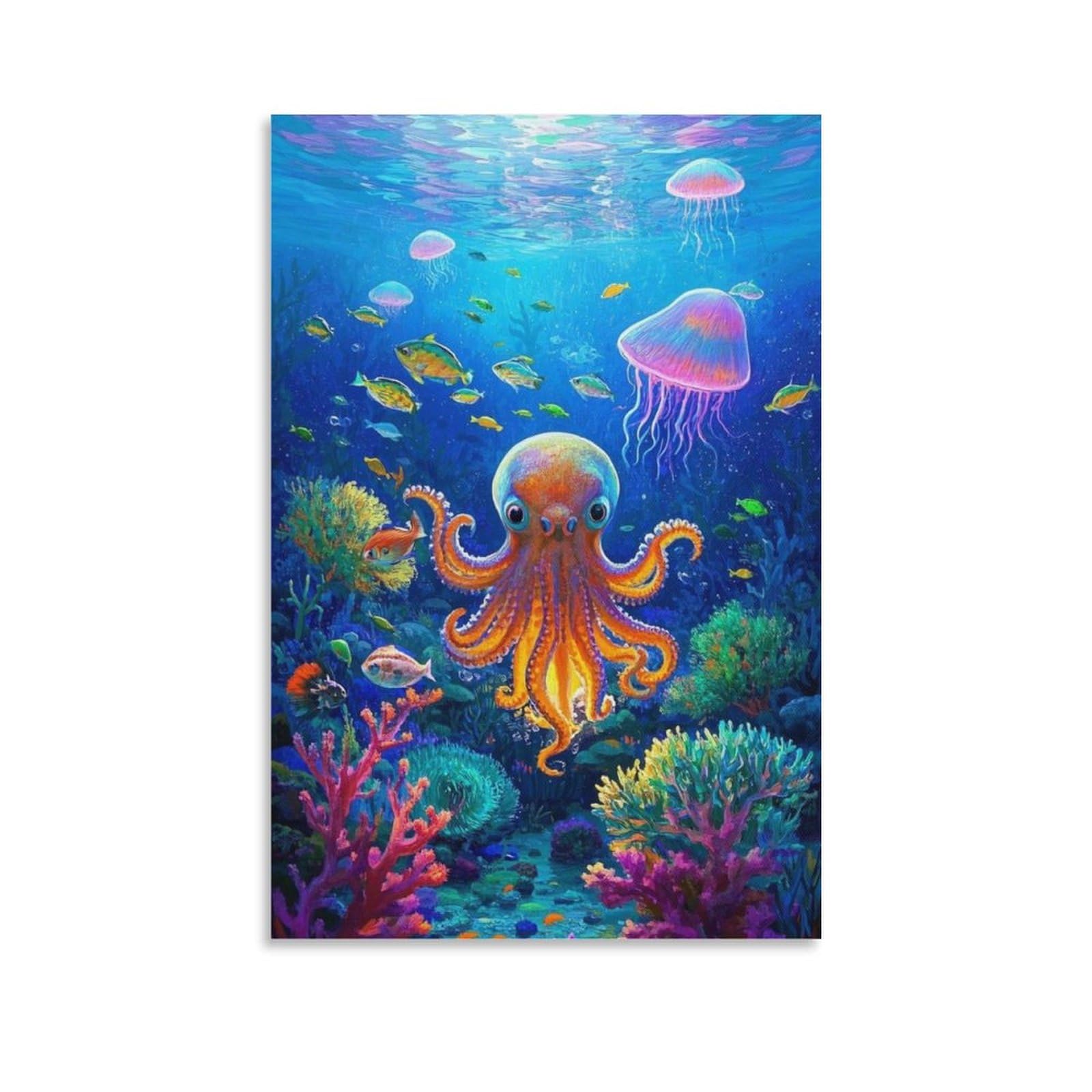 ESPLJQRYX Octopus Poster Artwork Canvas Prints Picture Modern Canvas Wall Art Picture Wall Hanging for Bedroom Living Room Decor 16x24inch(40x60cm)