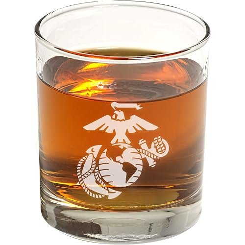 US Marine Corps Whiskey Glass (Set of Two) – Marine Corps Engraved Exquisite Whiskey Glass - Gifts for Whiskey Lovers - Marine Corps Present for Retirement, Birthday – Marine Corps Home Décor