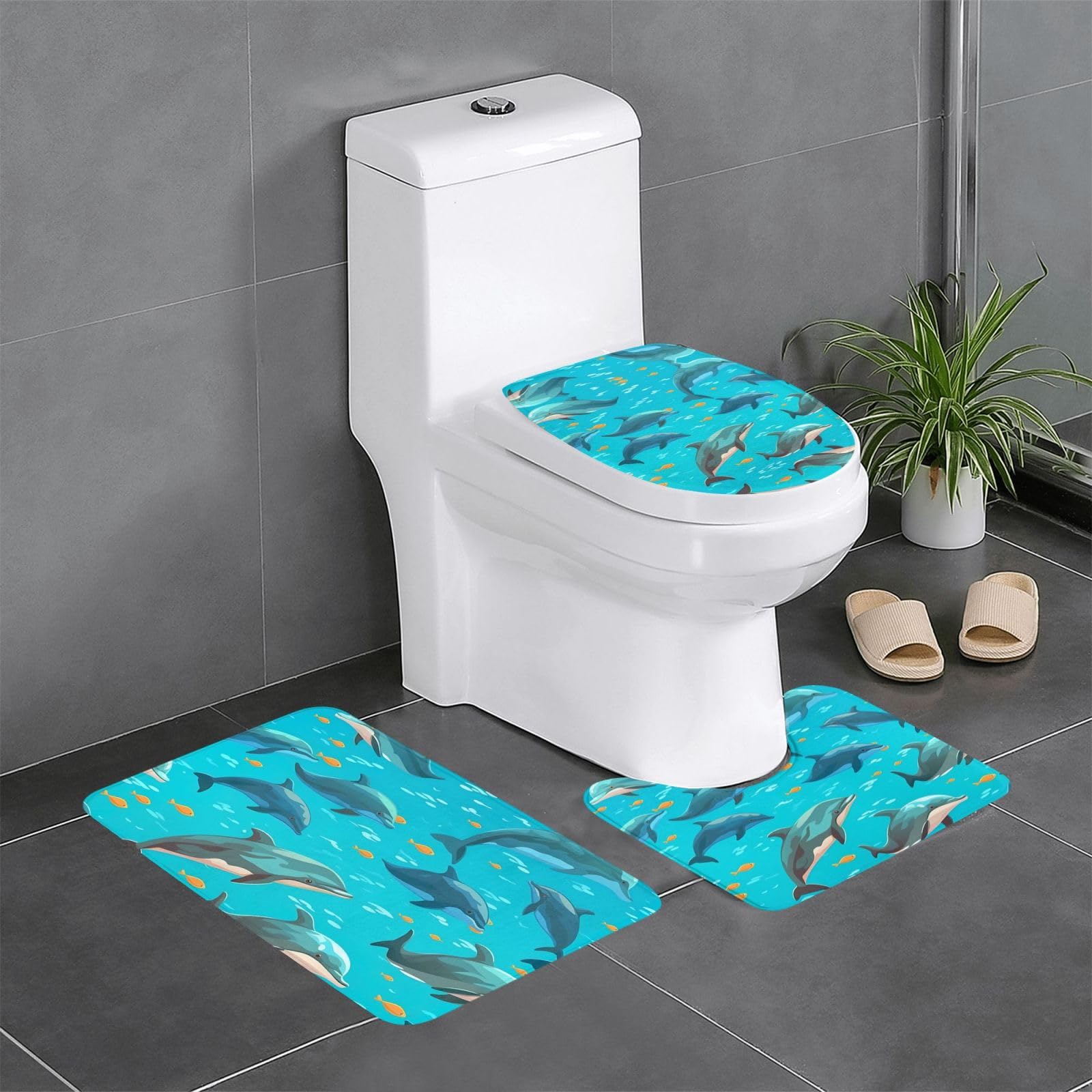 Tapis de salle de bain antidérapant dauphin pour sécuriser le sol des WC