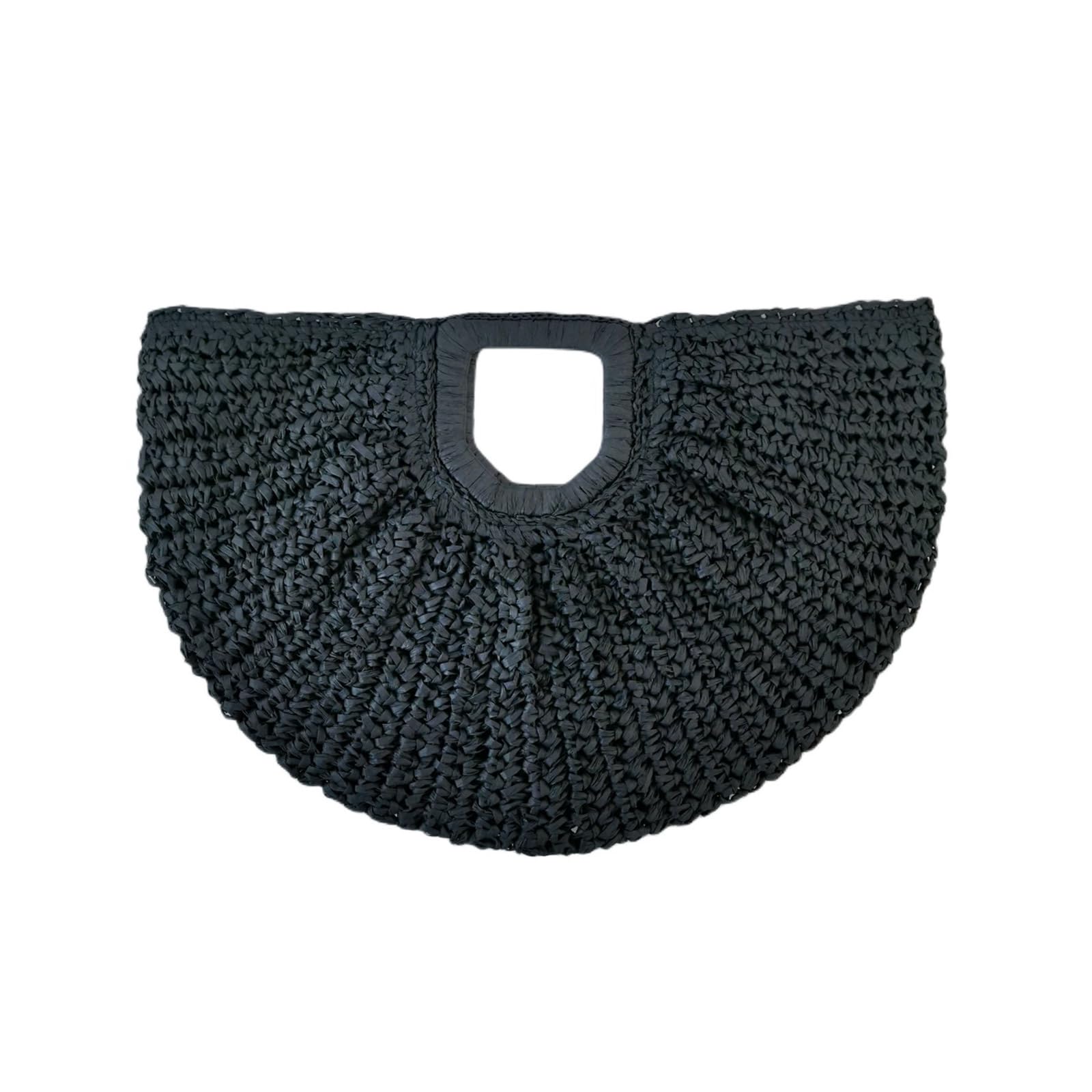 HuiYStar Stroh Tote Bag Sommer Strandtasche Handgemachte Stroh Tasche aus geflochtenem Rattan für Frauen Reise