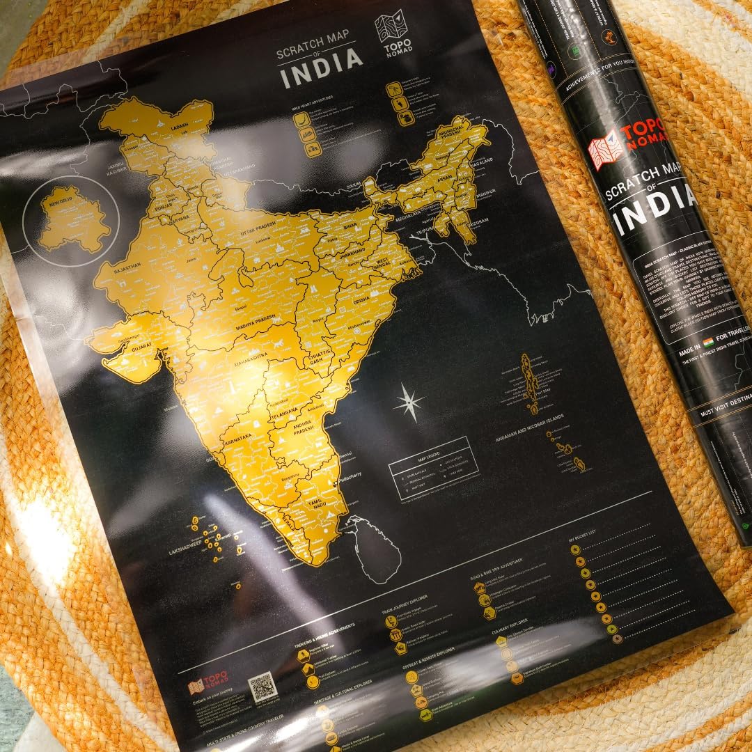 India Travel Scratch Map | Travel Gifts | Travel Journal Altrenative