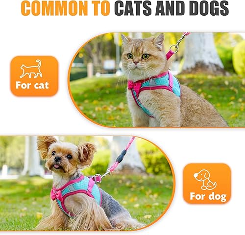 Miniatura 6 de Arnés para perro con correa, arnés transpirable para cachorro, gato, chaleco reflectante ajustable sin tirones con chaleco acolchado suave para