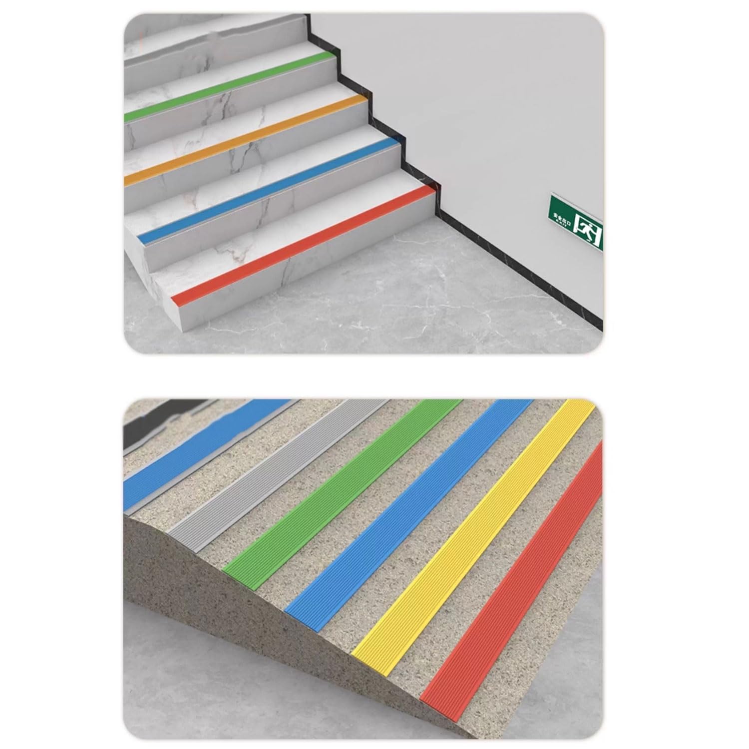 Cantoneras autoadhesivas profilo angolare pvc Cantoneras for escaleras Peldaños antideslizantes PVC Fácil de instalar for escaleras interiores/exteriores(Red 1,W100mm L15m/49ft)