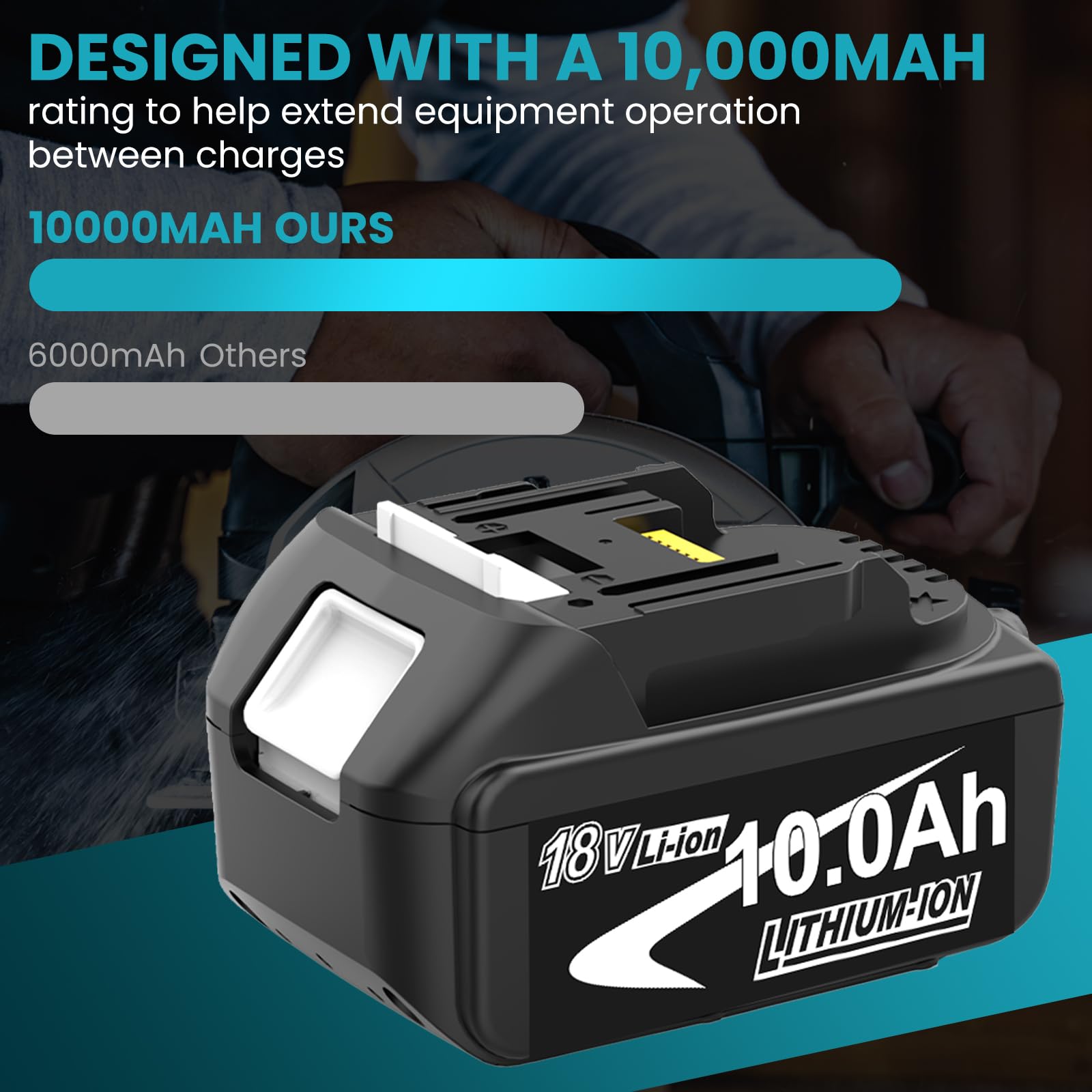 4Pack Batteries 18V 10Ah pour Makita & 6A Double Chargeur DC18RD14.4-18V